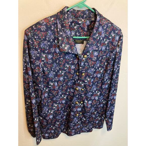 90's Vintage Long Sleeve Silky Floral Collared Double Button Blouse Size XL - Picture 4 of 12